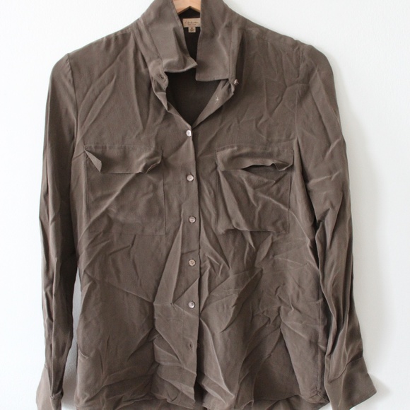 Aritzia Tops - ARITZIA Silk Shirt Army Green Medium